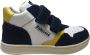 Falcotto Klip velcro's hoge lederen sportieve sneakers Wit Navy - Thumbnail 3