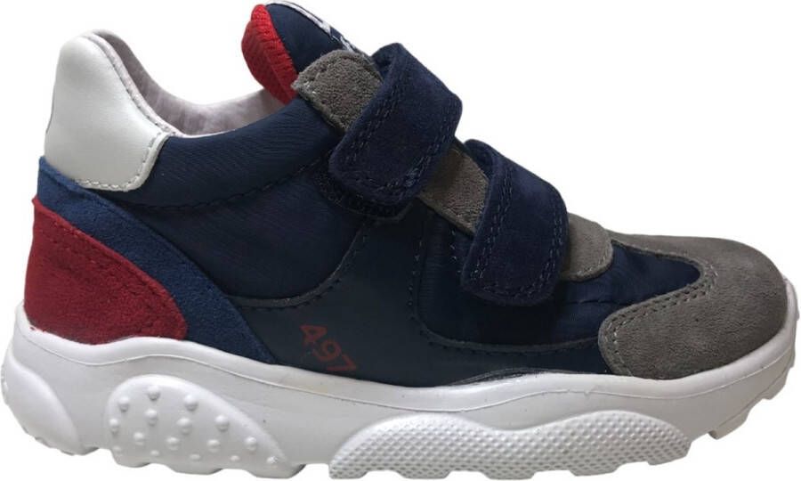 Falcotto Milos velcro sportieve lederen sneakers navy grijs