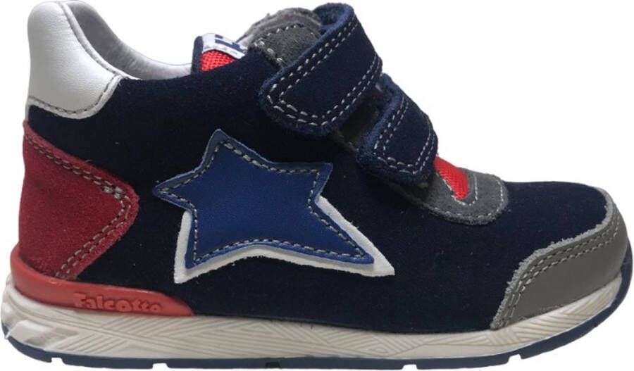 Falcotto New Ferdi velcro's blauwe ster lederen sportieve sneakers Navy