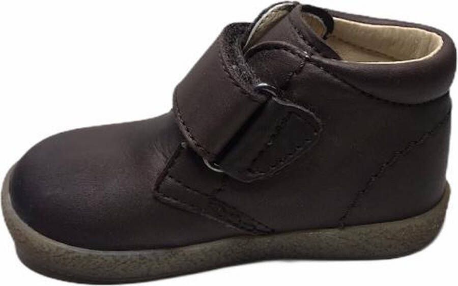 Falcotto velcro effen lederen sneakers 246 dk bruin