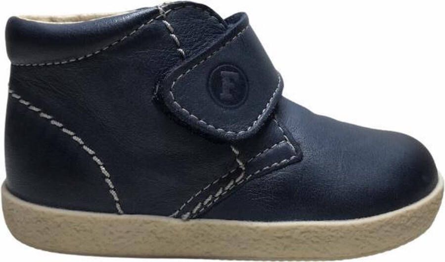 Falcotto velcro effen lederen sneakers 246 navy wit