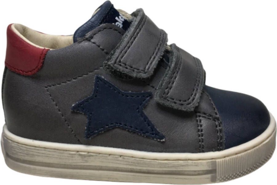 Falcotto velcro's blauwe ster lederen sneaker Sasha grijs