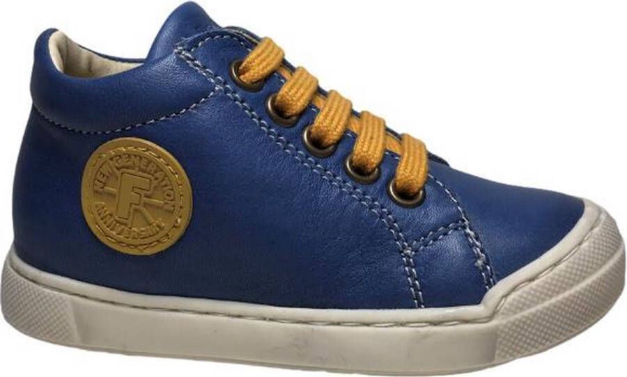 Falcotto veter ronde logo lederen sneakers Alstro blauw oker