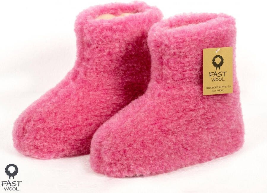 Fast wool Wollen sloffen laars model roze - Foto 1