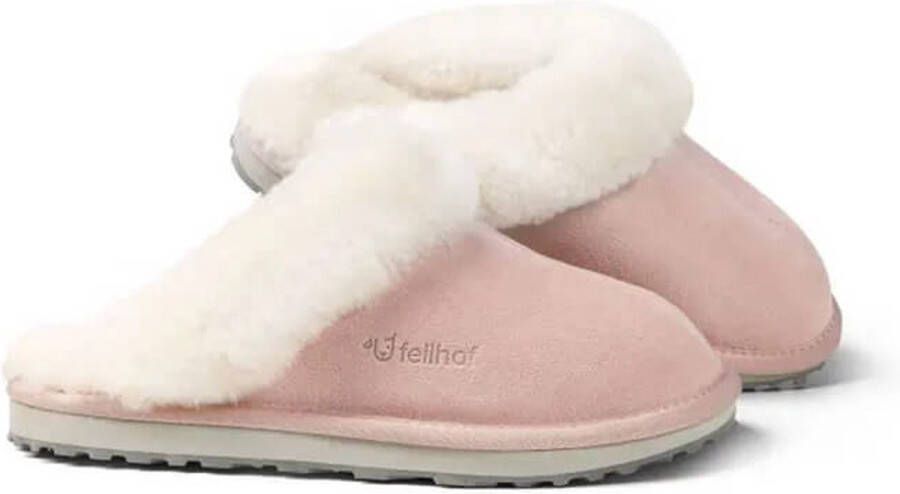 Fellhof Primo pantoffels dames roze lamswol lamsleer warme pantoffels wollen pantoffels sloffen ademend antislip zool