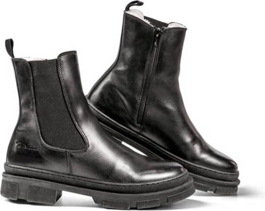 Fellhof Queens warme chelsea boots zwart gevoerde boots warme boots lamswol leer natuurlijke isolatie antislipzool