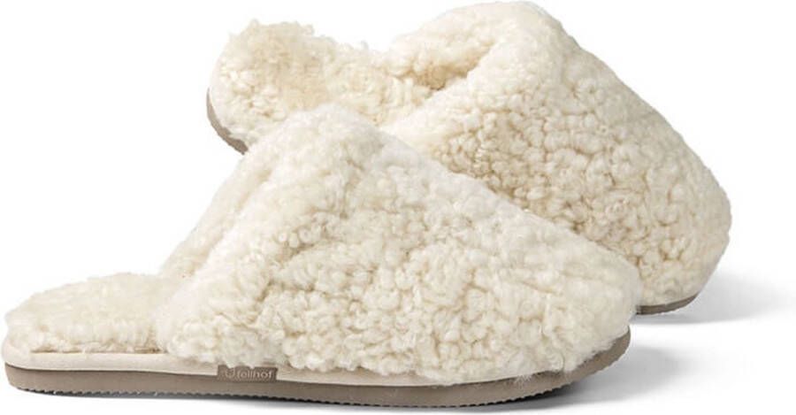 Fellhof Trendy teddy pantoffels wit lamswol warme pantoffels wollen pantoffels sloffen ademend isolerend