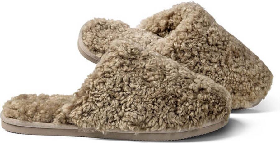 Fellhof Trendy teddy pantoffels bruin lamswol warme pantoffels wollen pantoffels sloffen ademend isolerend