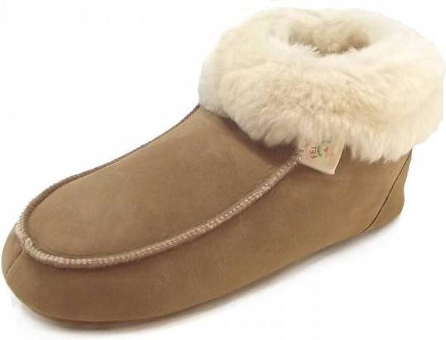 Fellhof Unisex pantoffel Spaanse slof hoog model met bontkraag