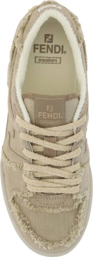 Fendi Grijze Lage Sneakers van Kalfsleer Beige Heren