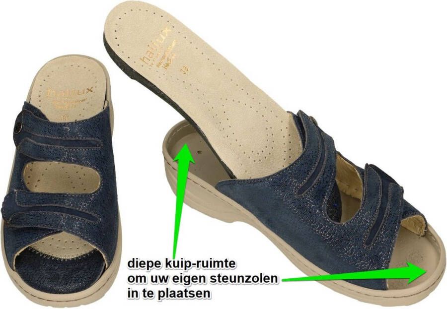 Fidelio Hallux -Dames blauw donker slippers & muiltjes