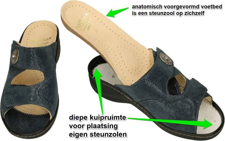 Fidelio Hallux -Dames blauw donker slippers & muiltjes