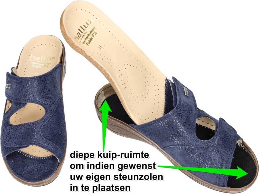 Fidelio Hallux -Dames blauw donker slippers & muiltjes