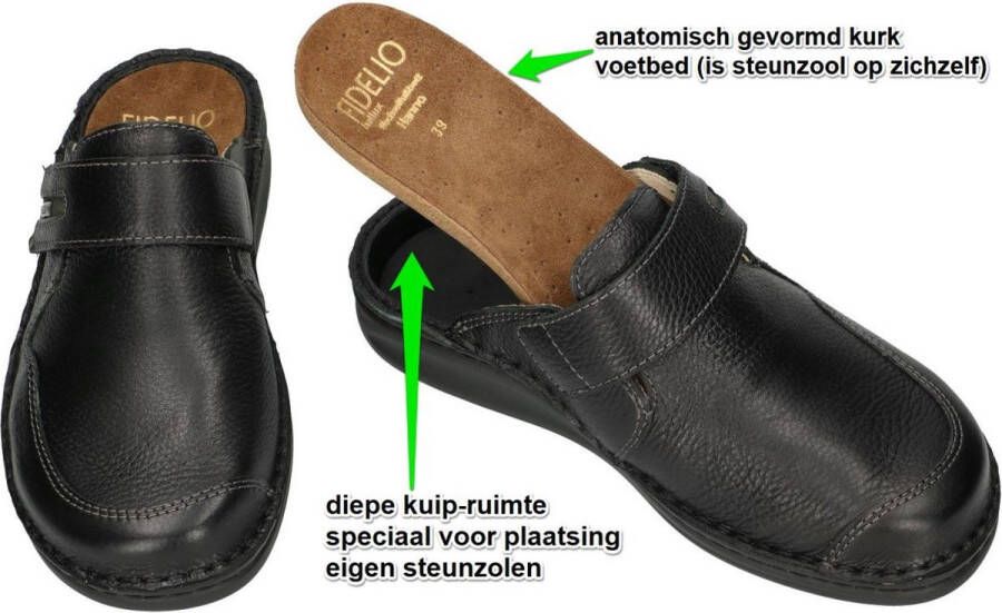 Fidelio Hallux -Heren zwart pantoffels & slippers