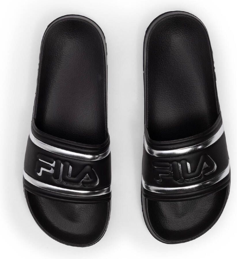 Fila Zwarte Polyethyleen Slipper met Zilveren Logodetails Black