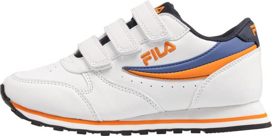 Fila Retro Running Sneaker Orbit Fastener Low Kids White-Medieval Blue-Tangelo