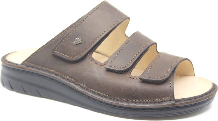 Finn comfort MATARO 01455-322500 Bruine heren slipper met drie klittenbanden wijdte H