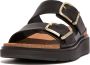 FitFlop Buckle Two-bar Leather Slides Zwart Vrouw - Thumbnail 1