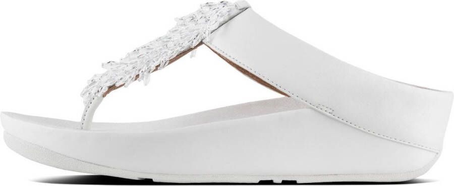 FitFlop Cha Toe-Thong Sandals Crystal Teenslippers Dames Wit;Witte K26-194 -Urban White Leather