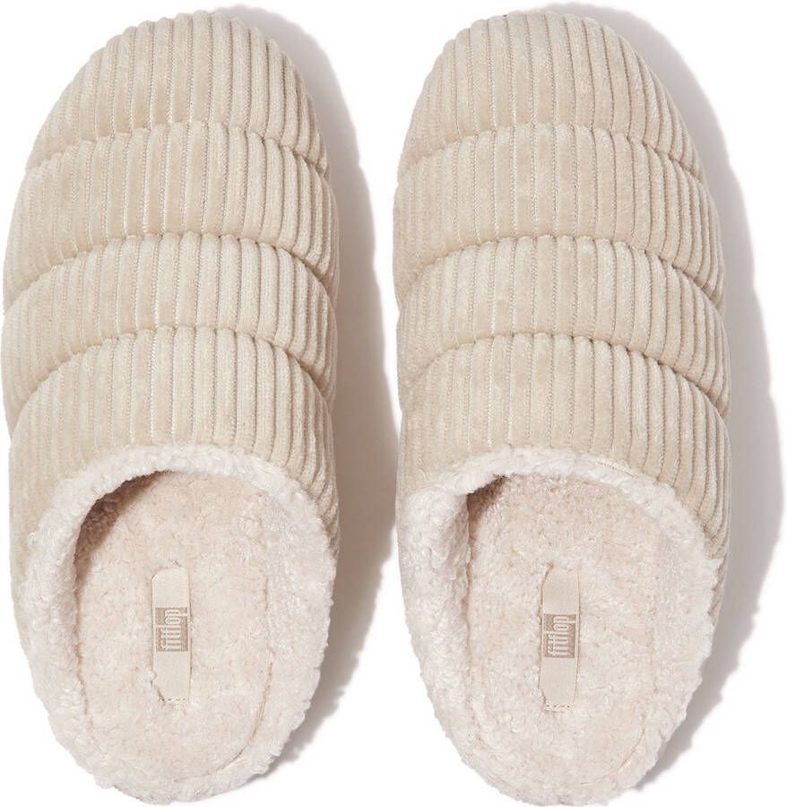 FitFlop Chrissie Fleece-Lined Corduroy Slippers WIT