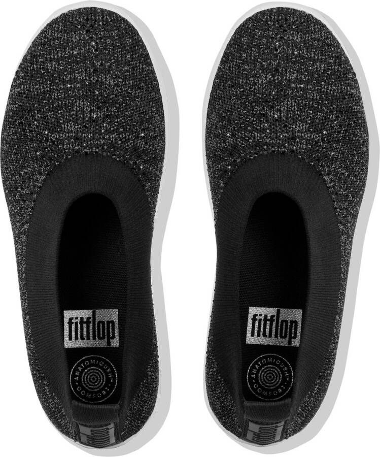 FitFlop Crystal Uberknit instappers zwart Textiel