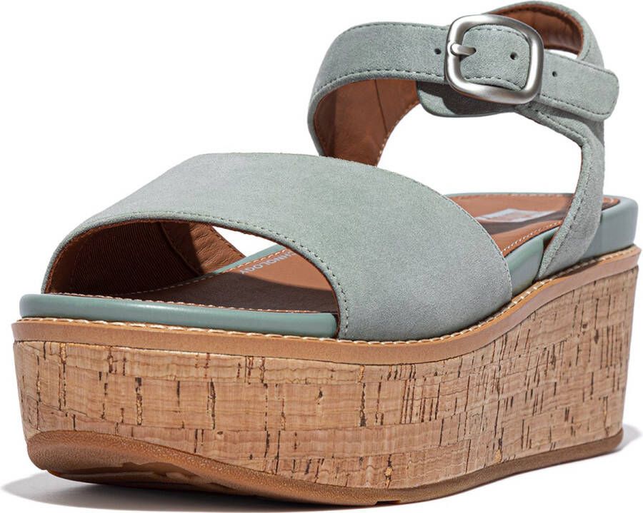 FitFlop Eloise Cork-Wrap Suede Back-Strap Wedge Sandals BLAUW