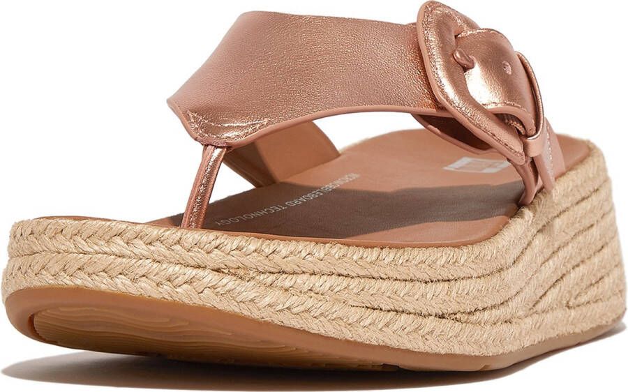 FitFlop F-Mode Espadrille Adj. Leather Flatform Toe-Thongs ROZE