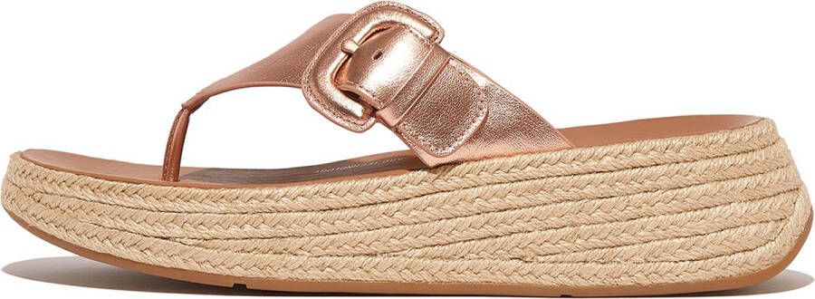 FitFlop F-Mode Espadrille Adj. Leather Flatform Toe-Thongs ROZE