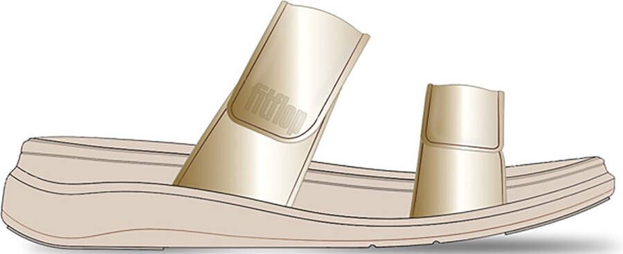 FitFlop F-Mode Go Adjustable Flatform Two-Bar Slides Vrouwen Platino