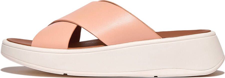 FitFlop F-Mode Leather Flatform Cross Slides ROZE