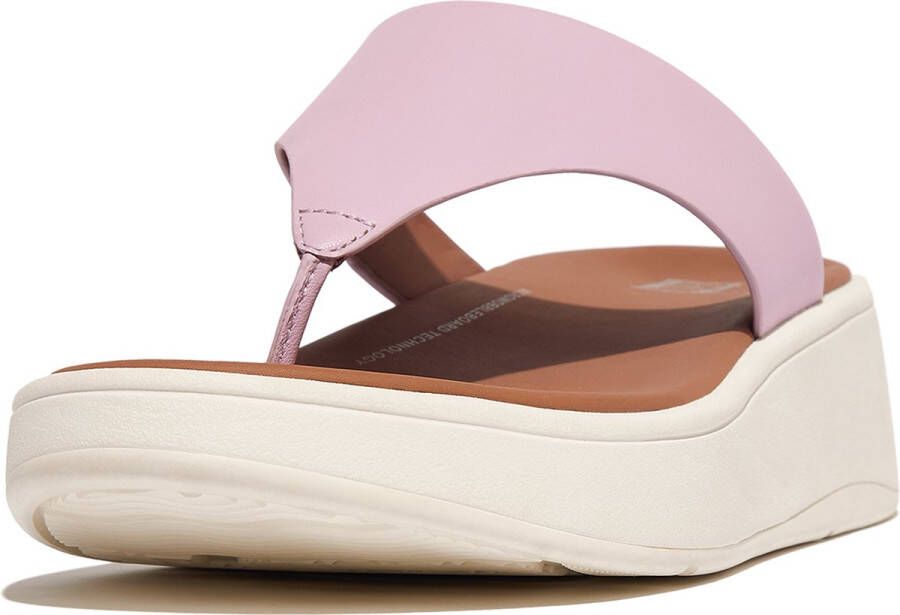 FitFlop F-Mode Leather Flatform Toe-Post Sandals PAARS