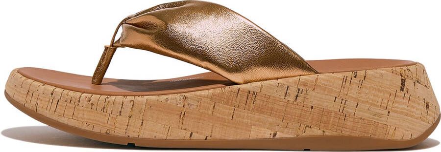 FitFlop F-Mode Leather-Twist Flatform Toe-Thongs (Cork) BRUIN