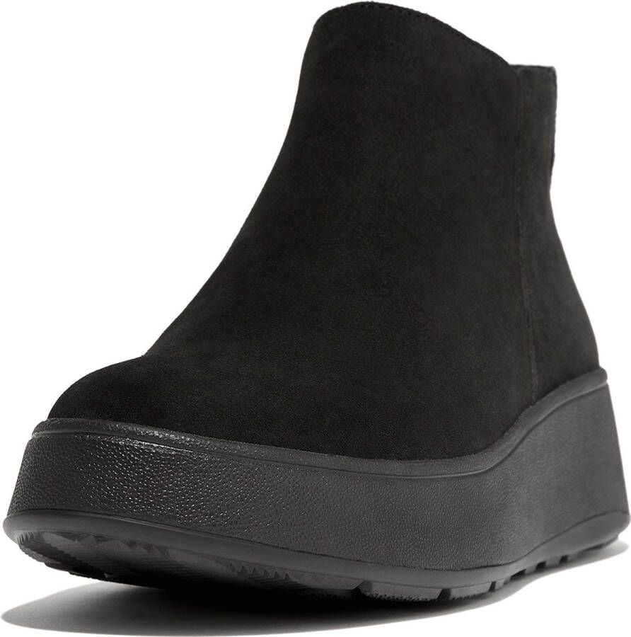 FitFlop F-Mode Suede Flatform Zip Ankle Boots ZWART