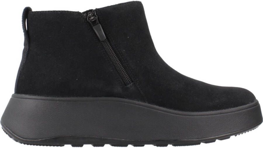 FitFlop F-mode Suede Flatform Zip Ankle Laarzen Zwart Vrouw