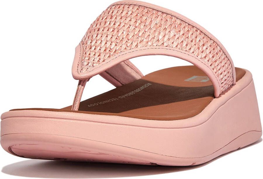 FitFlop F-Mode Woven-Raffia Flatform Toe-Post Sandals ROZE