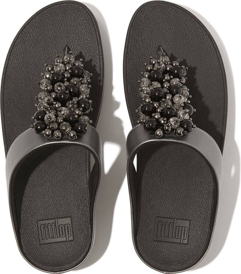 FitFlop Fino Bauble-bead Toe-post Slides Zwart Vrouw