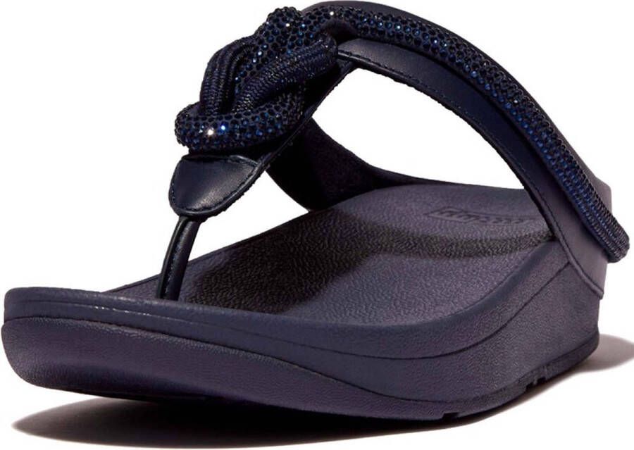 FitFlop Fino Crystal Toe-post Sandalen Zwart Vrouw