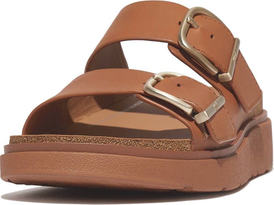 FitFlop Gen-FF Buckle Two-Bar Leather Slides BRUIN