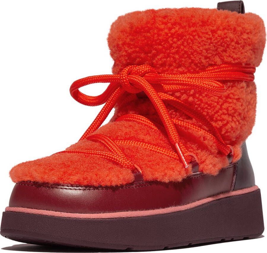 FitFlop Gen-FF X Roksanda Curly-Shearling Lace Ankle Boots ROOD