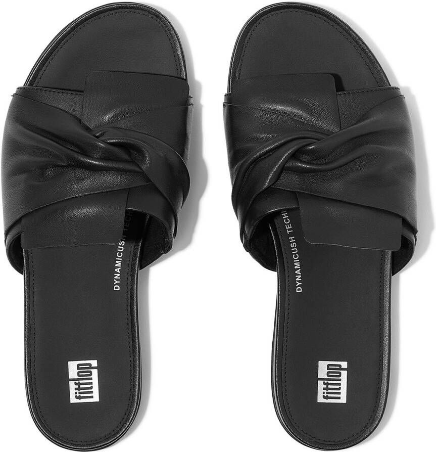 FitFlop Gracie Soft-Twist Leather Slides ZWART