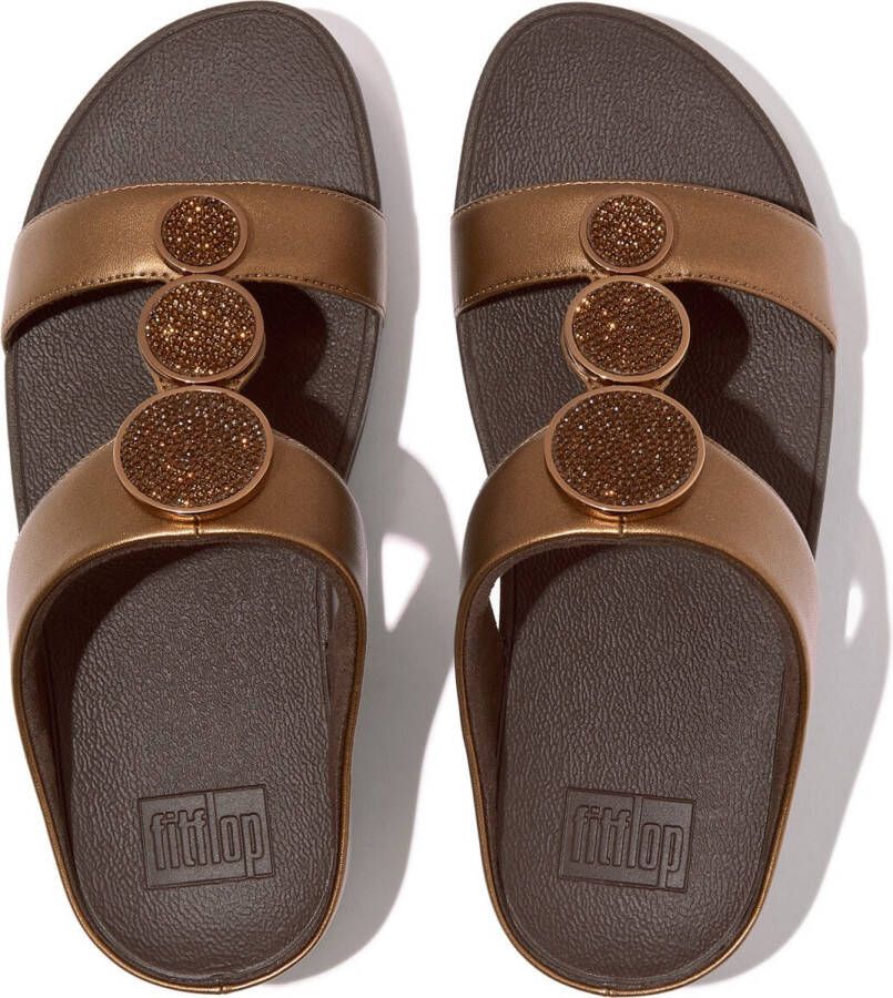 FitFlop Halo Bead-Circle Metallic H-Bar Slides BRUIN