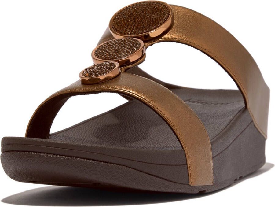 FitFlop Halo Bead-circle Metallic H-bar Slides Goud Vrouw