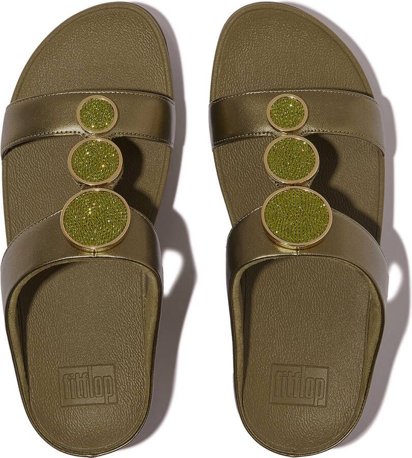 FitFlop Halo Bead-Circle Metallic H-Bar Slides GROEN