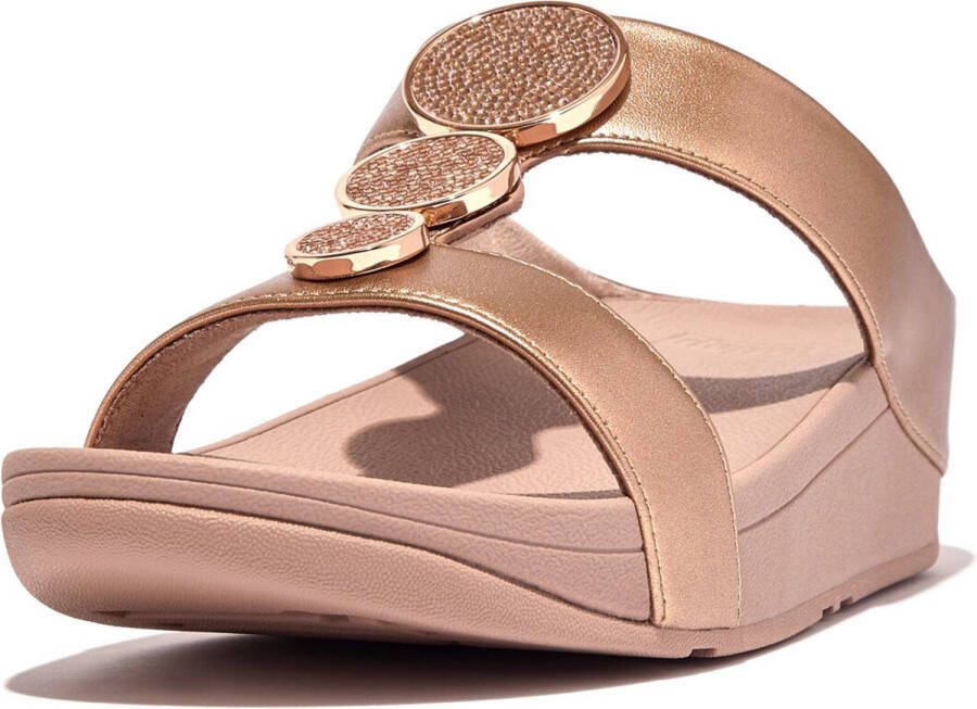 FitFlop Halo Bead-Circle Metallic H-Bar Slides ROZE