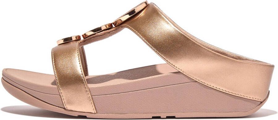 FitFlop Halo Bead-Circle Metallic H-Bar Slides ROZE