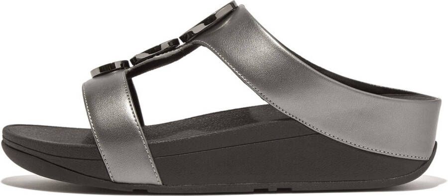 FitFlop Halo Bead-Circle Metallic H-Bar Slides ZWART