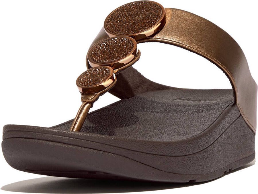 FitFlop Halo Bead-Circle Metallic Toe-Post Sandals BRUIN