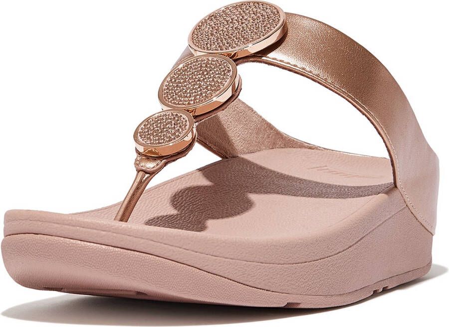 FitFlop Halo Bead-Circle Metallic Toe-Post Sandals ROZE