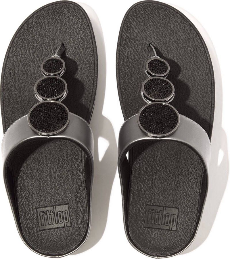 FitFlop Halo Bead-Circle Metallic Toe-Post Sandals ZWART