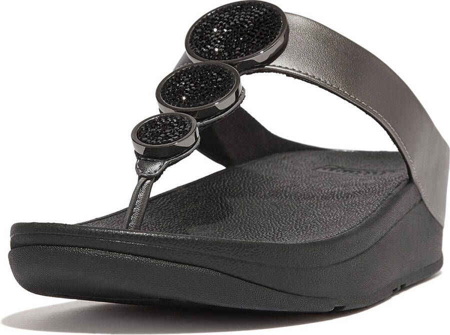 FitFlop Halo Bead-circle Metallic Toe-post Slides Zwart Vrouw